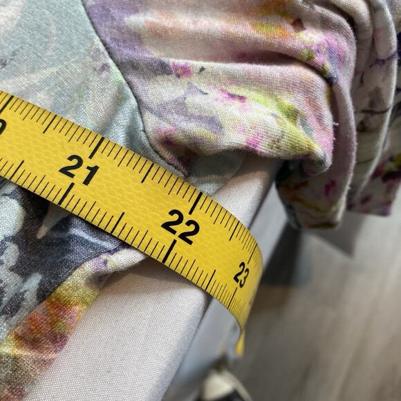 Basler Women's Blue Watercolor Floral Top Est. Size XL Cottagecore Feminine - Picture 4 of 11